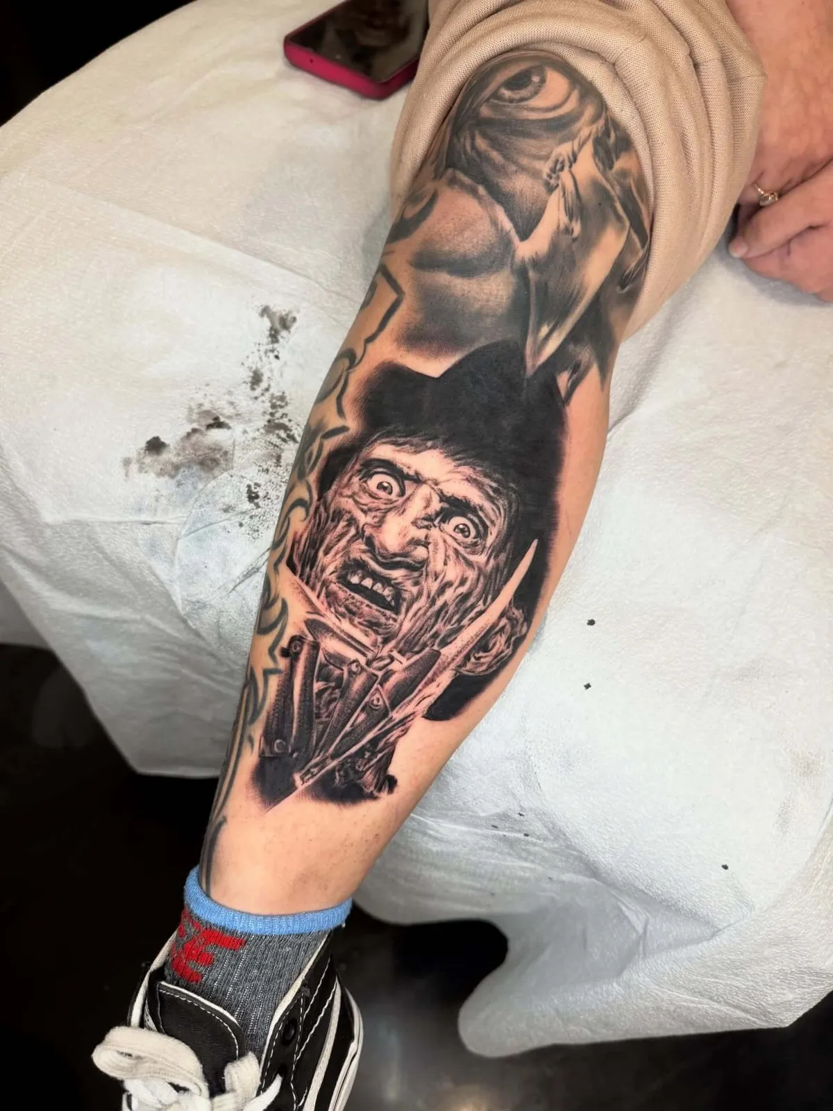 Black & Gray tattoo by Sloe Rivera at Golden Child Tattoo in Escondido