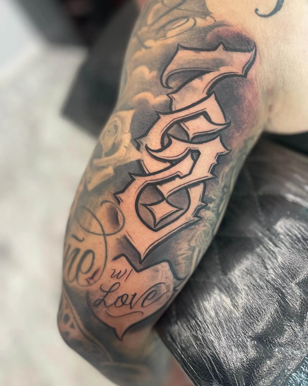 Black & Gray tattoo by Sloe Rivera at Golden Child Tattoo in Escondido