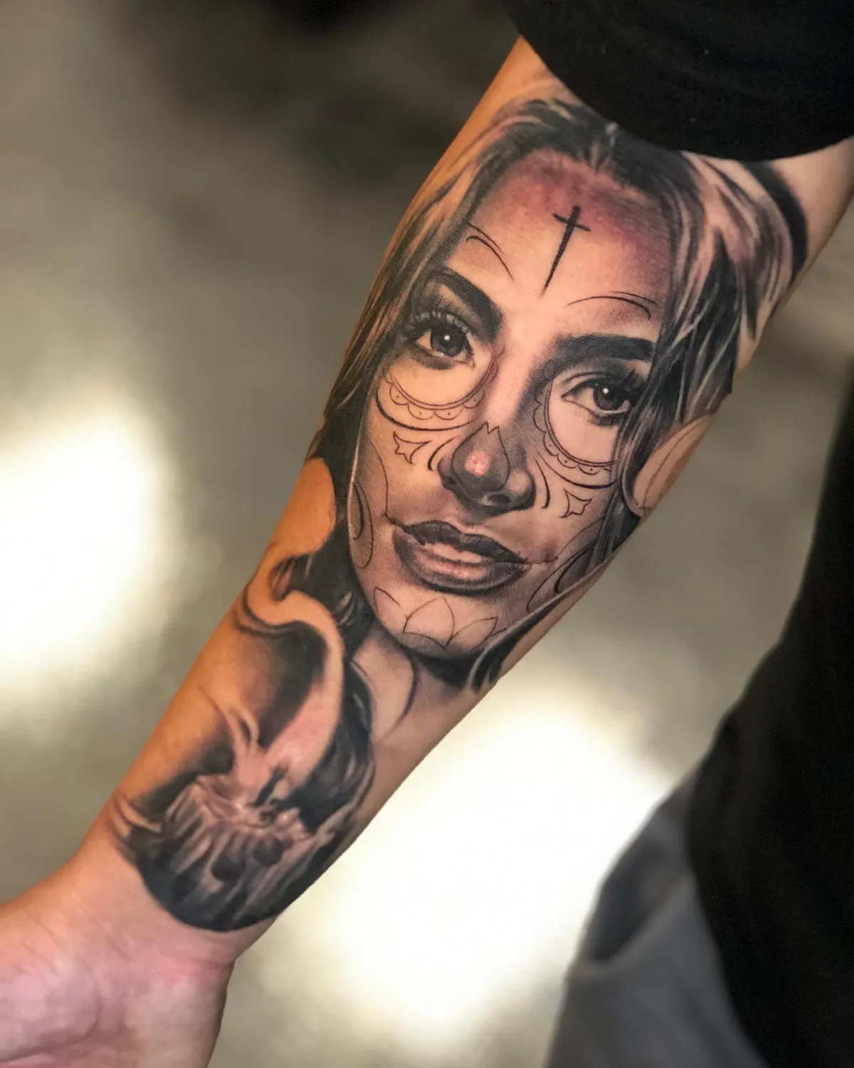 Black & Gray tattoo by Sloe Rivera at Golden Child Tattoo in Escondido