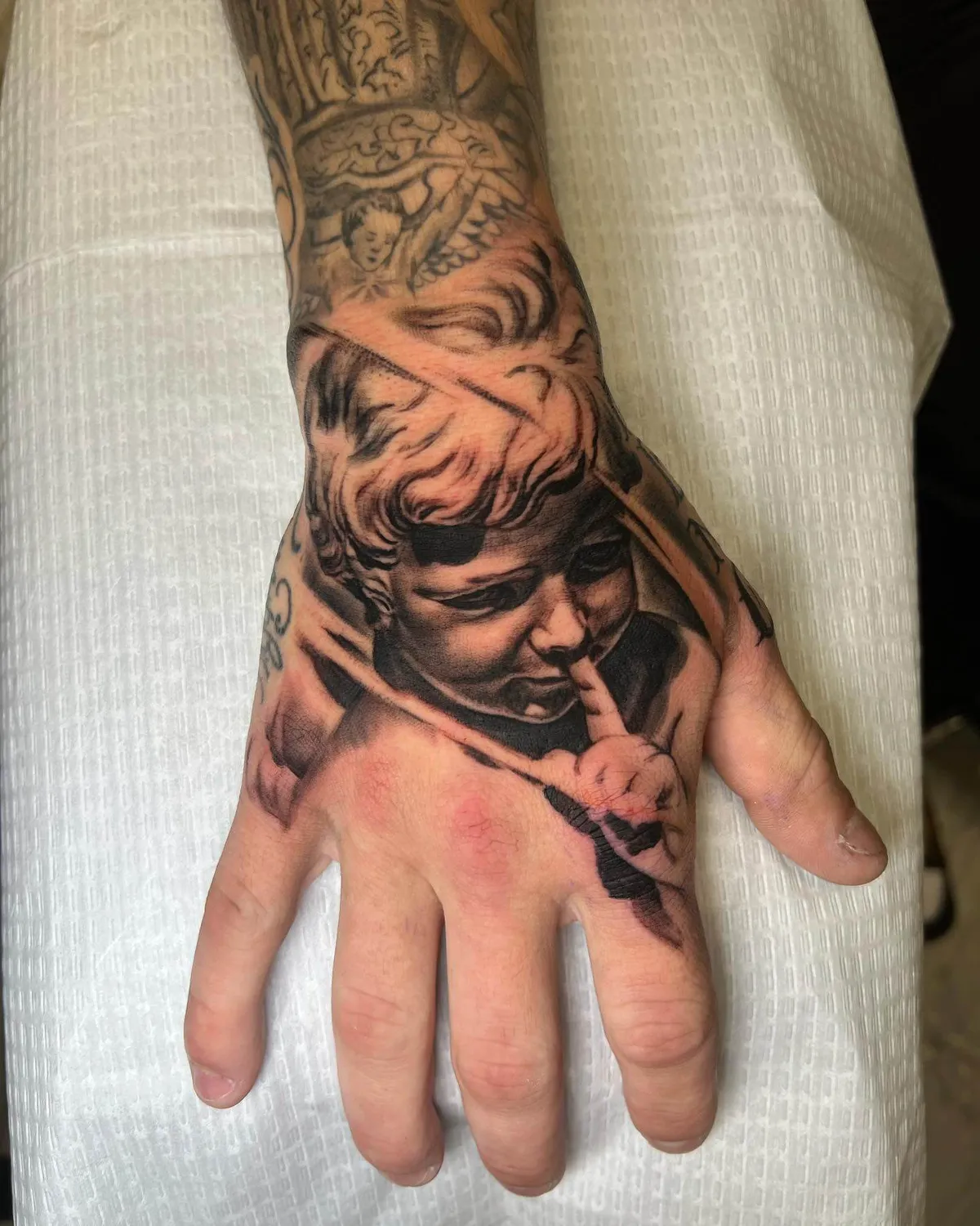 Black & Gray tattoo by Sloe Rivera at Golden Child Tattoo in Escondido