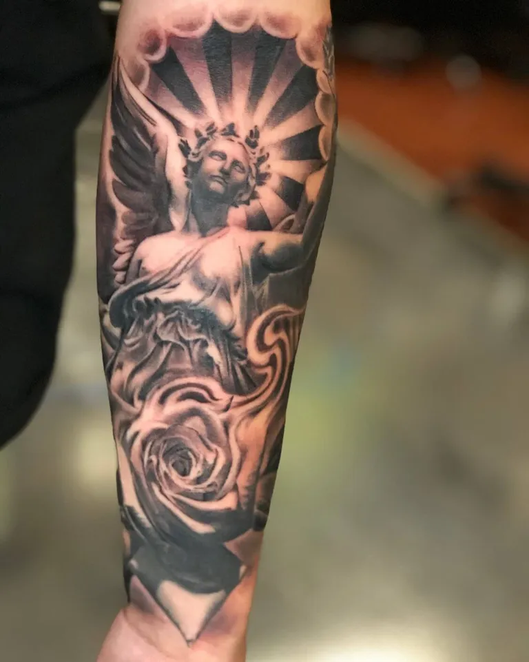 Black & Gray tattoo by Sloe Rivera at Golden Child Tattoo in Escondido