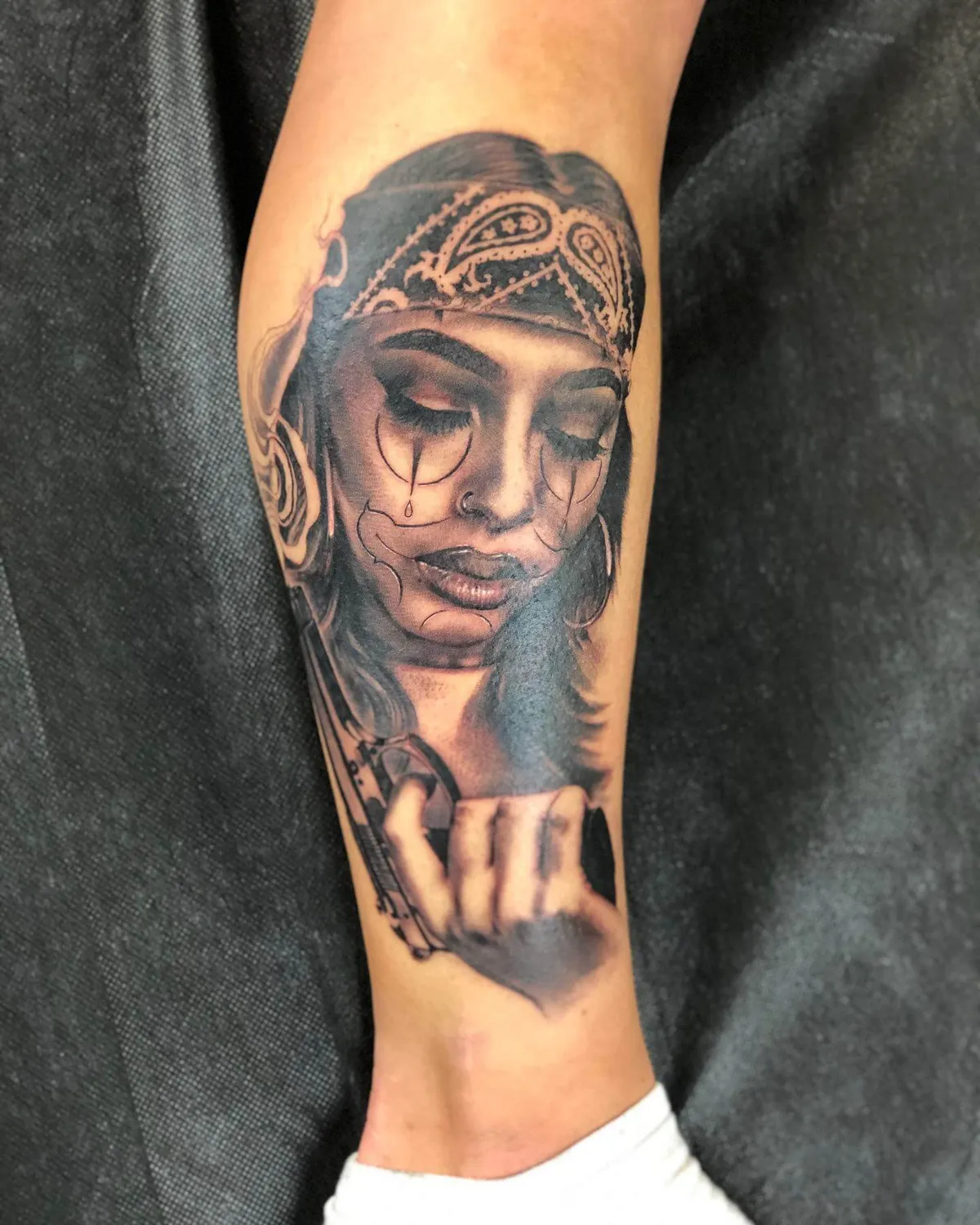 Black & Gray tattoo by Sloe Rivera at Golden Child Tattoo in Escondido