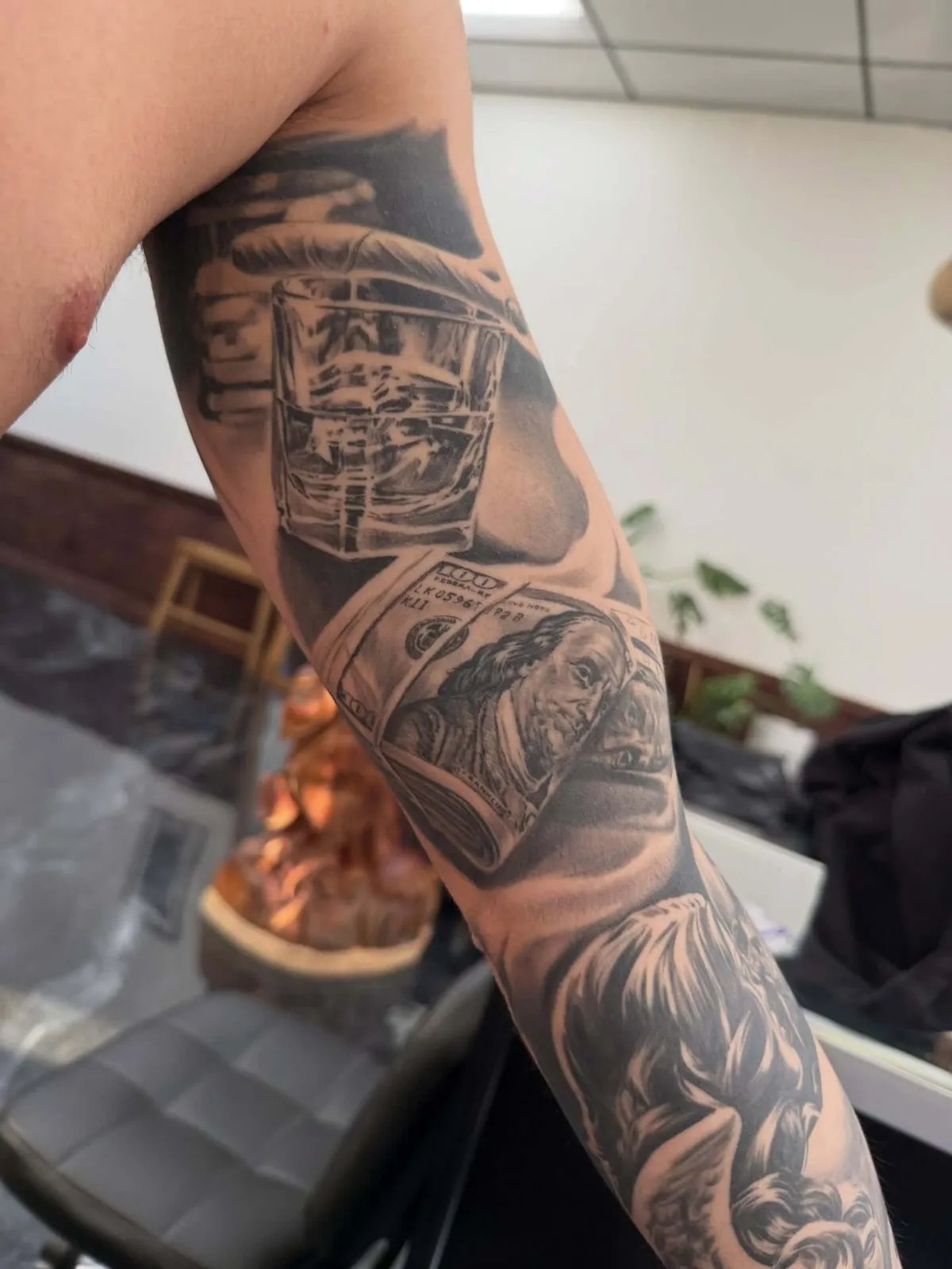 Black & Gray tattoo by Sloe Rivera at Golden Child Tattoo in Escondido