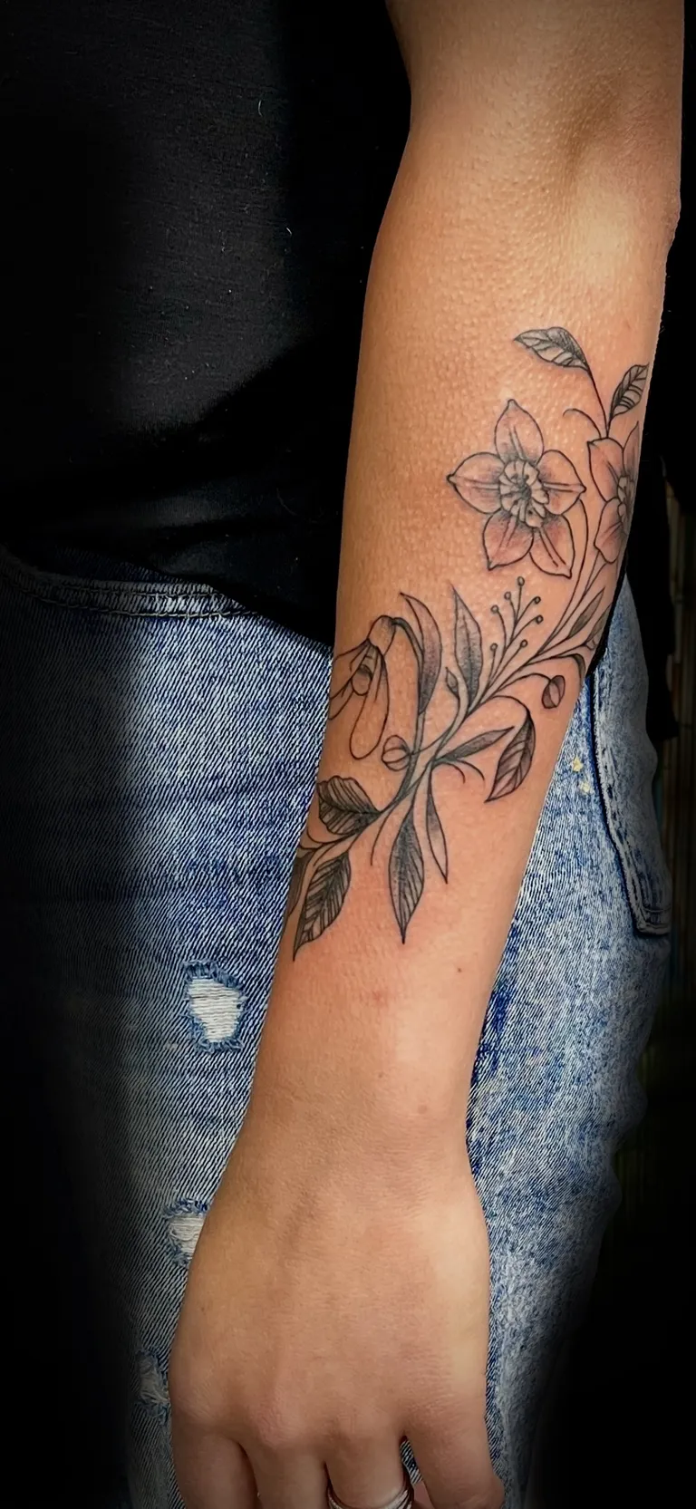 Feminine tattoo by Kurt (Tatzilla) at Golden Child Tattoo in Escondido