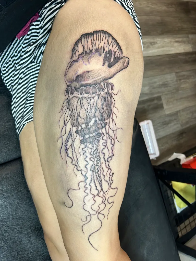 Fine Line tattoo by Katelyn Alvarado at Golden Child Tattoo in Escondido