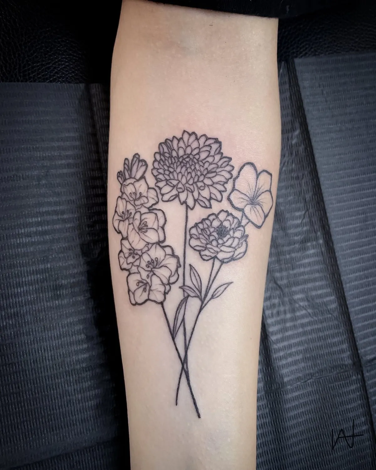 Fine Line tattoo by Katherine Parada at Golden Child Tattoo in Escondido