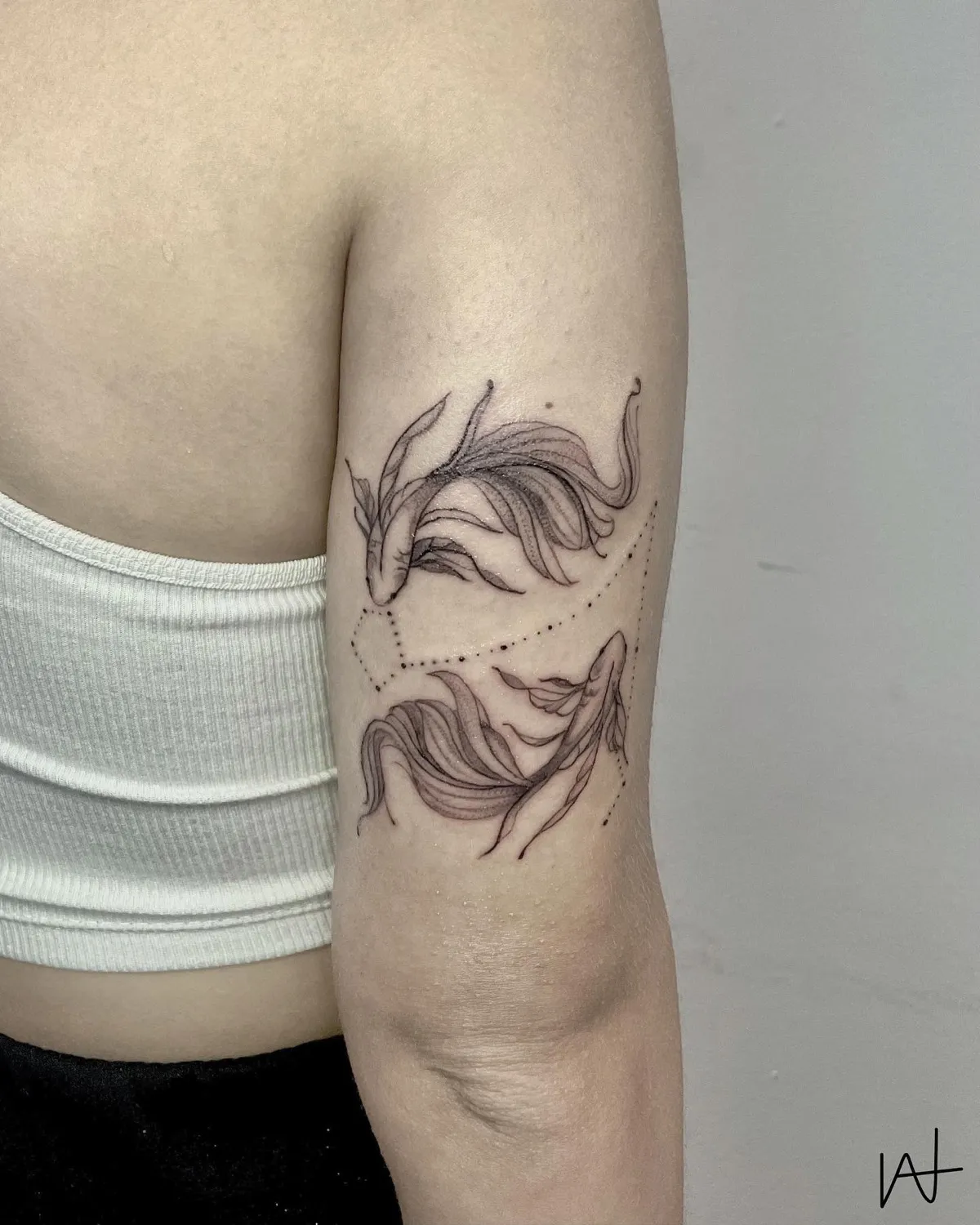 Fine Line tattoo by Katherine Parada at Golden Child Tattoo in Escondido