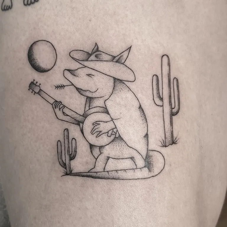 Fine Line tattoo by Stephen Carballo at Golden Child Tattoo in Escondido