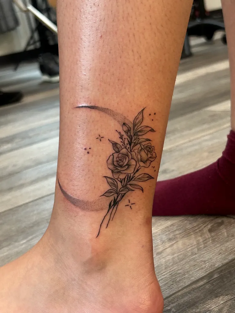 Floral tattoo by Katelyn Alvarado at Golden Child Tattoo in Escondido