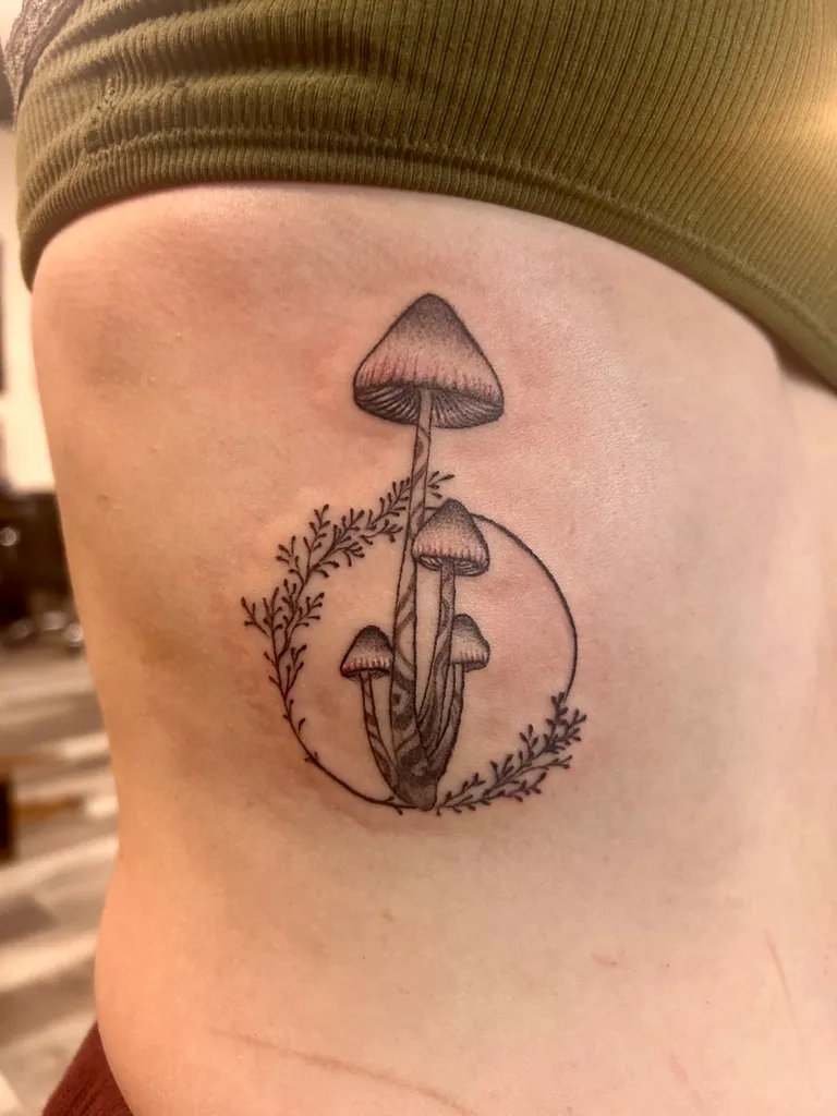 Floral tattoo by Katelyn Alvarado at Golden Child Tattoo in Escondido