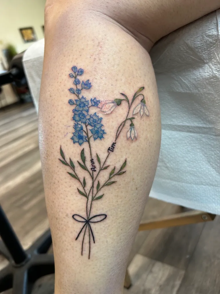 Floral tattoo by Katelyn Alvarado at Golden Child Tattoo in Escondido