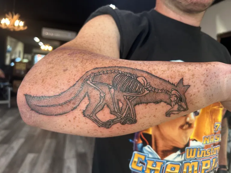 Illustrative tattoo by Katelyn Alvarado at Golden Child Tattoo in Escondido