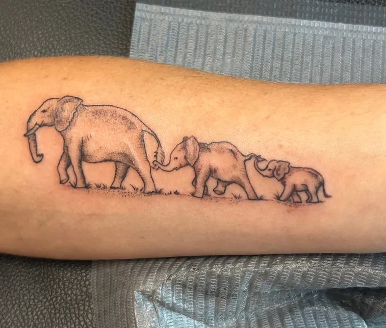 Illustrative tattoo by Katelyn Alvarado at Golden Child Tattoo in Escondido
