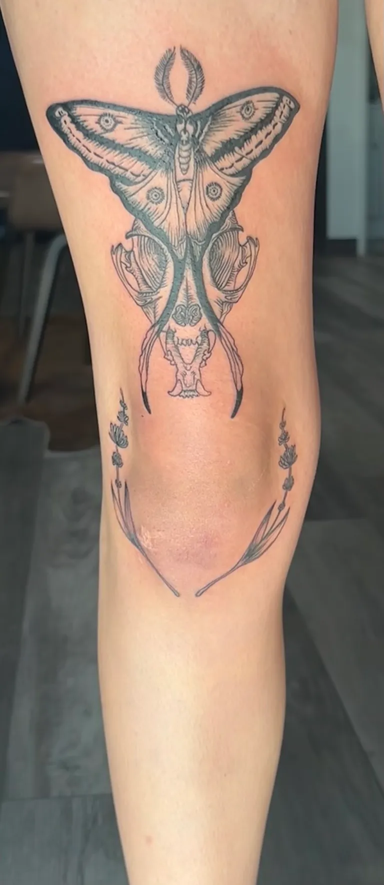 Illustrative tattoo by Katelyn Alvarado at Golden Child Tattoo in Escondido