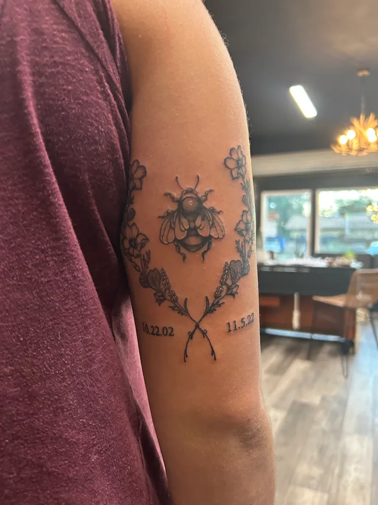Illustrative tattoo by Katelyn Alvarado at Golden Child Tattoo in Escondido