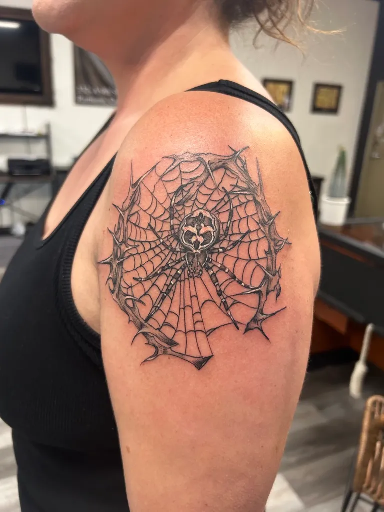 Illustrative tattoo by Katelyn Alvarado at Golden Child Tattoo in Escondido