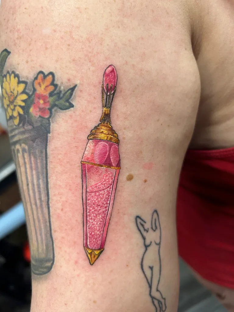 Illustrative tattoo by Katelyn Alvarado at Golden Child Tattoo in Escondido