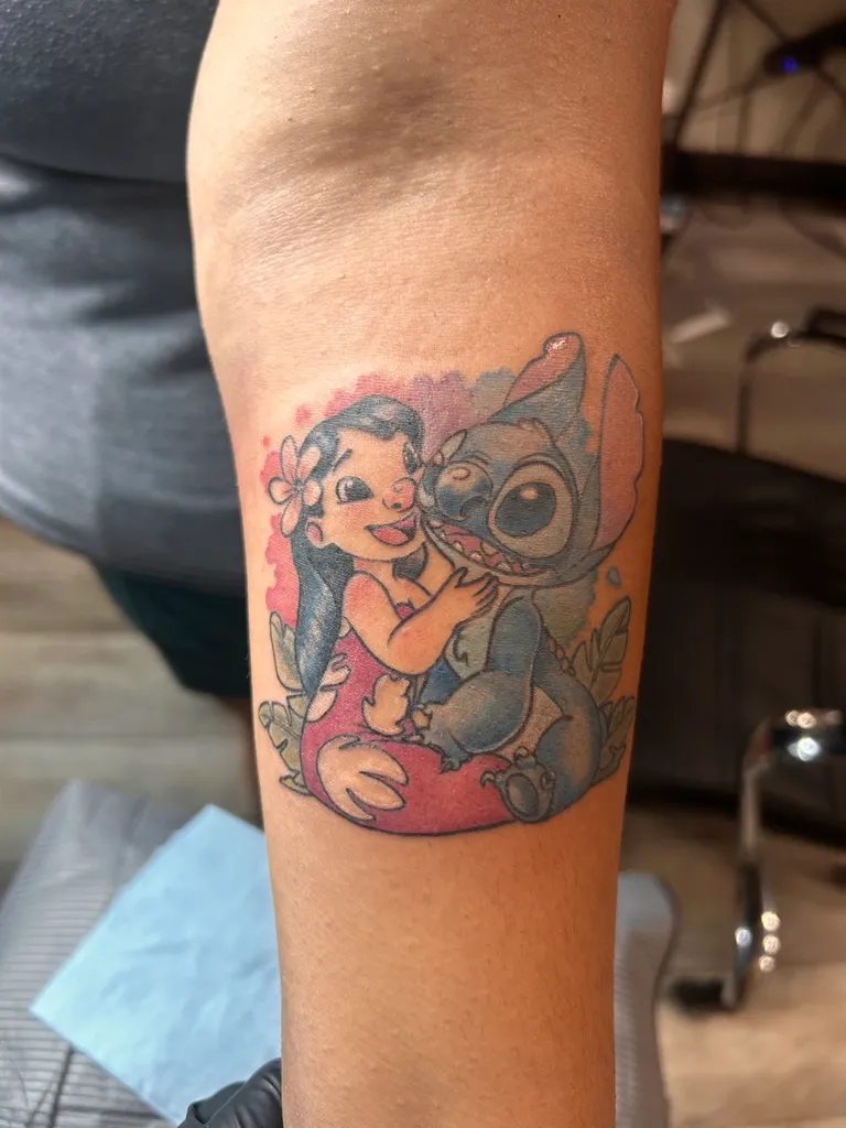 Illustrative tattoo by Katelyn Alvarado at Golden Child Tattoo in Escondido