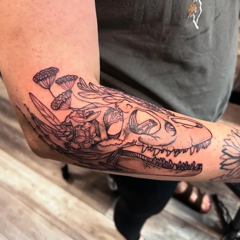 Illustrative tattoo by Katelyn Alvarado at Golden Child Tattoo in Escondido