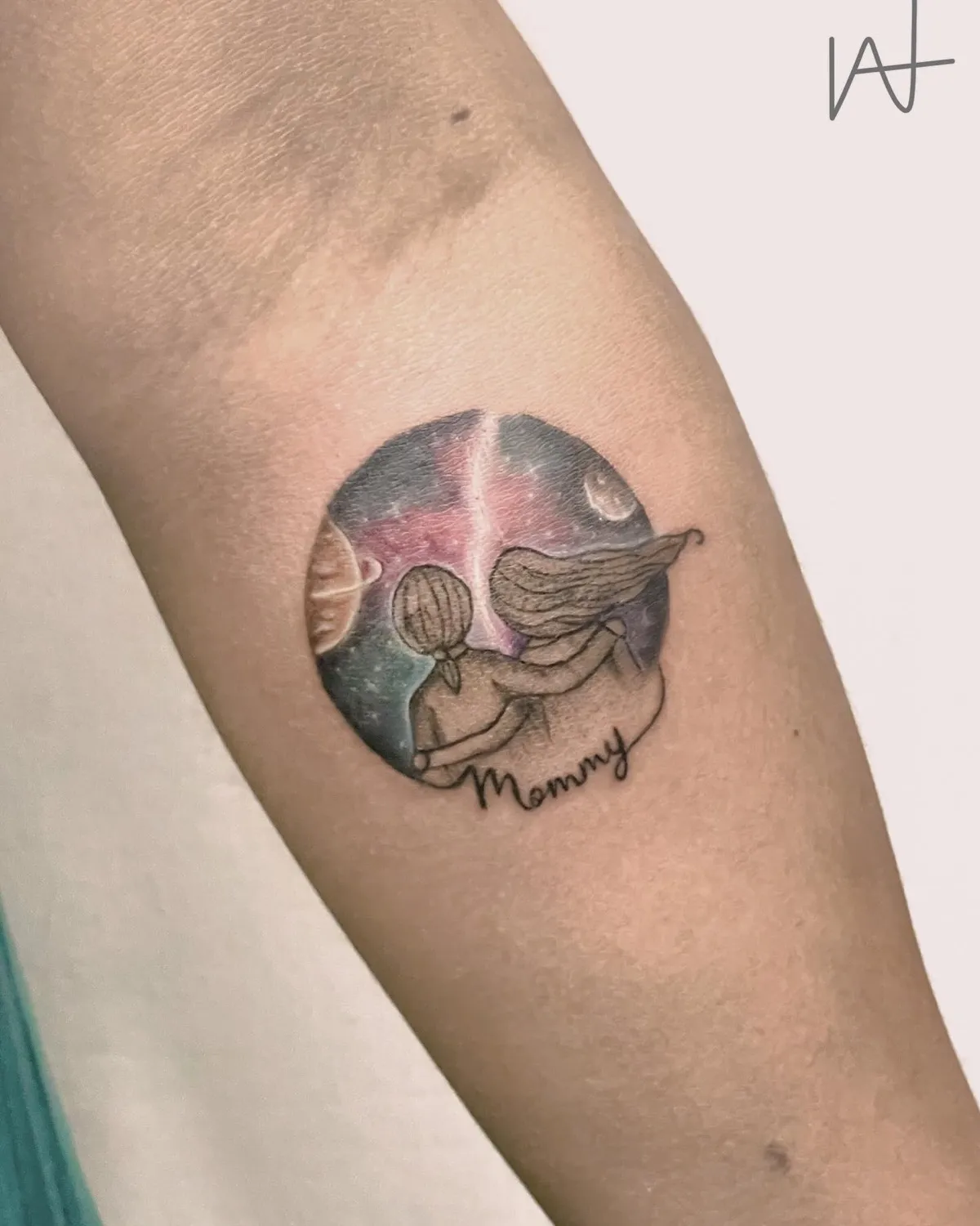 Illustrative tattoo by Katherine Parada at Golden Child Tattoo in Escondido