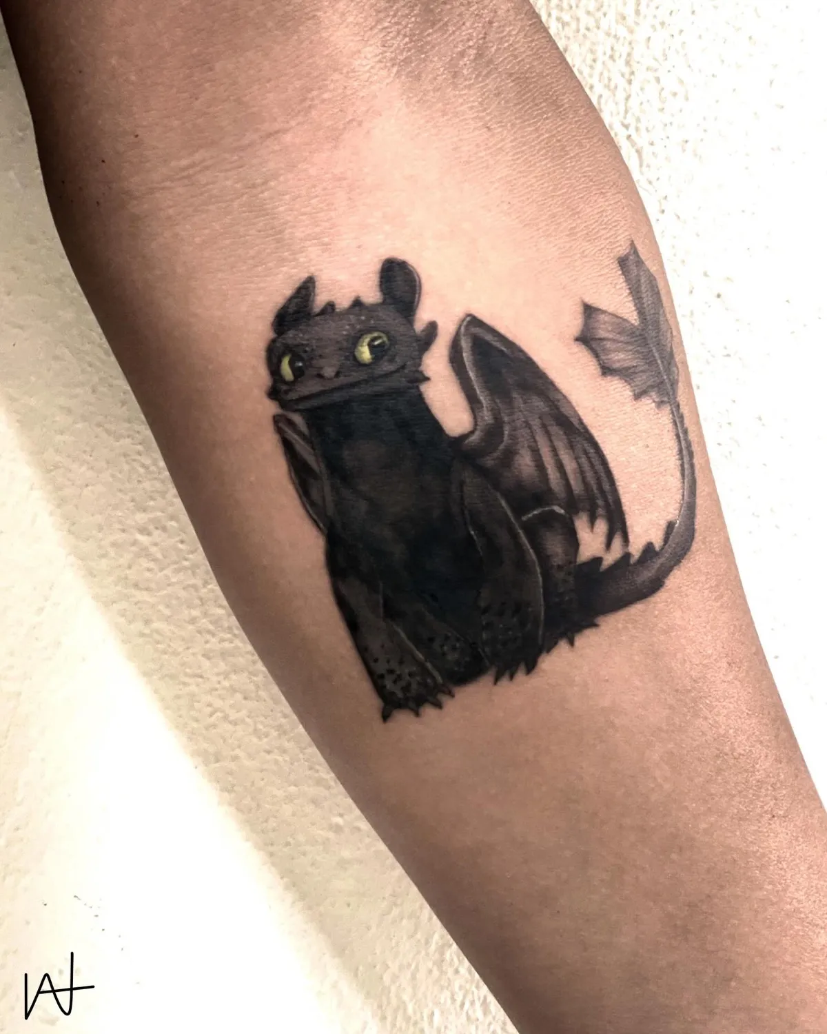 Illustrative tattoo by Katherine Parada at Golden Child Tattoo in Escondido
