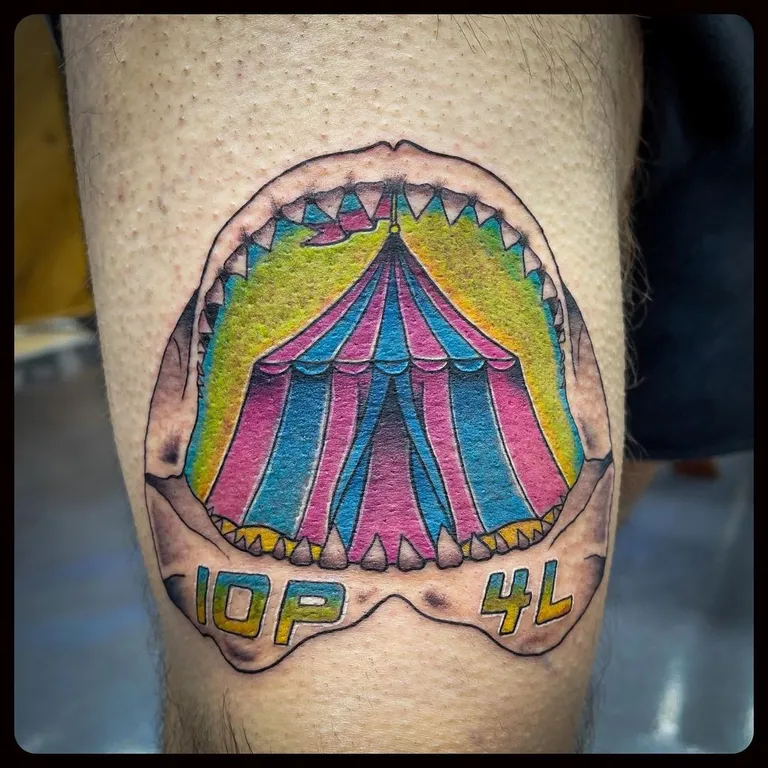 Illustrative tattoo by Nick Crawford at Golden Child Tattoo in Escondido