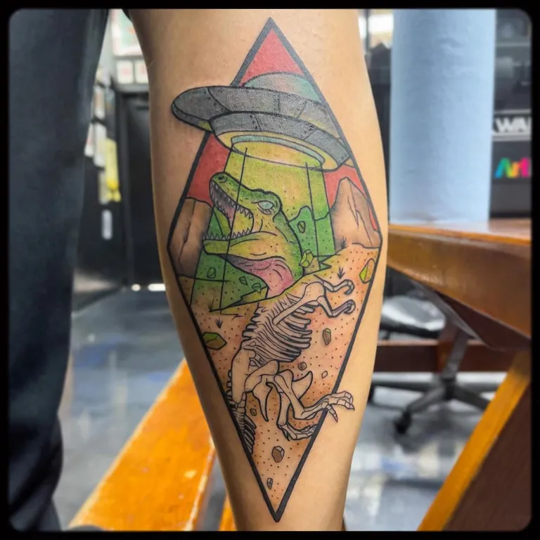 Illustrative tattoo by Nick Crawford at Golden Child Tattoo in Escondido