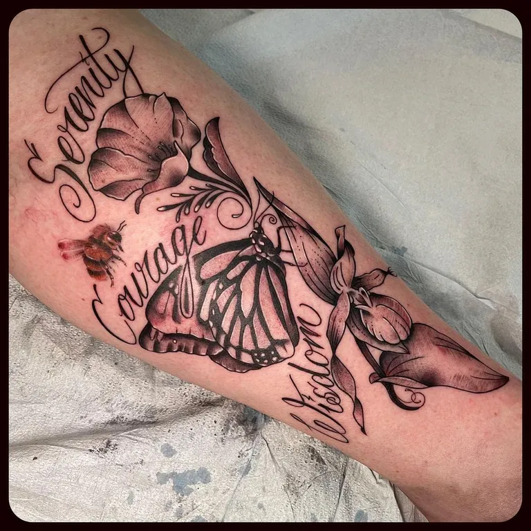 Illustrative tattoo by Nick Crawford at Golden Child Tattoo in Escondido