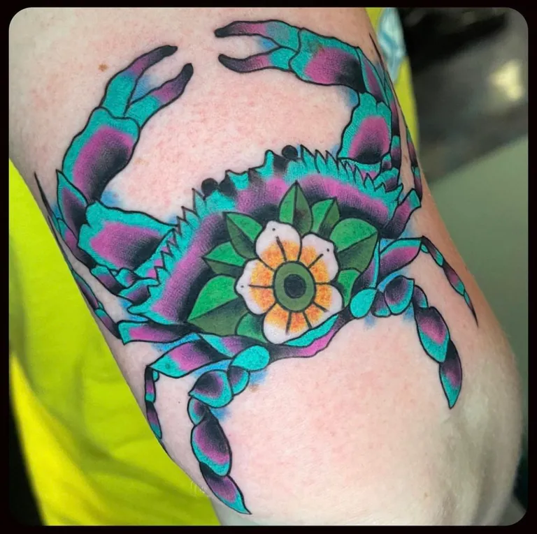Illustrative tattoo by Nick Crawford at Golden Child Tattoo in Escondido