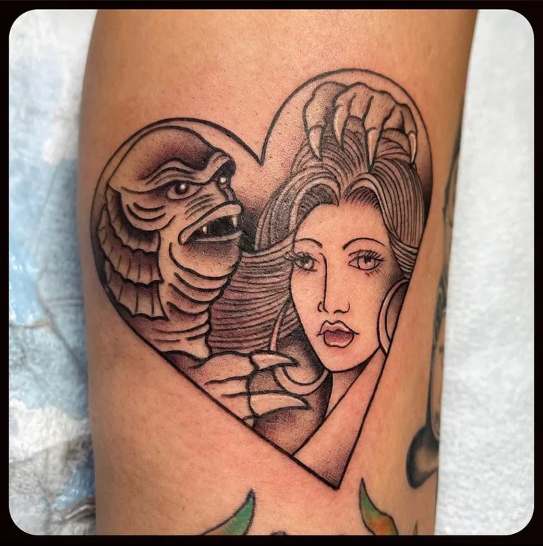 Illustrative tattoo by Nick Crawford at Golden Child Tattoo in Escondido