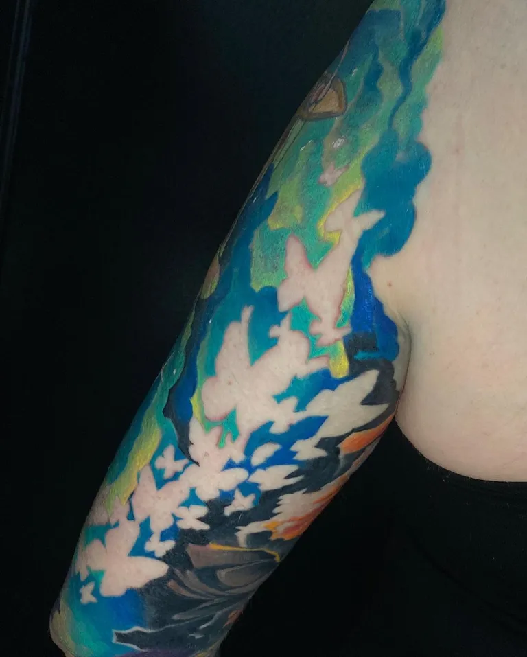 Illustrative tattoo by Estefan Ortiz AKA Rayz at Golden Child Tattoo in Escondido