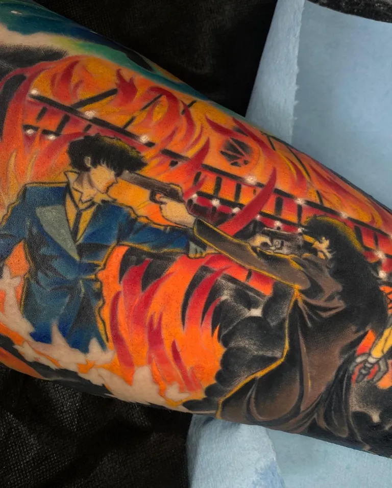 Illustrative tattoo by Estefan Ortiz AKA Rayz at Golden Child Tattoo in Escondido