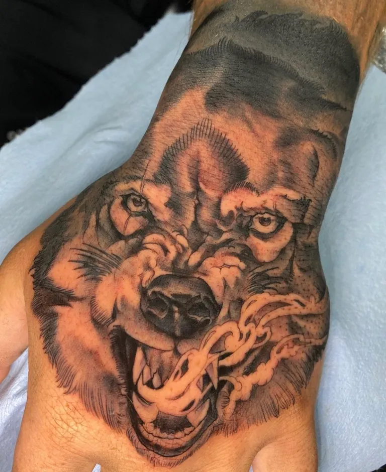Illustrative tattoo by Estefan Ortiz AKA Rayz at Golden Child Tattoo in Escondido