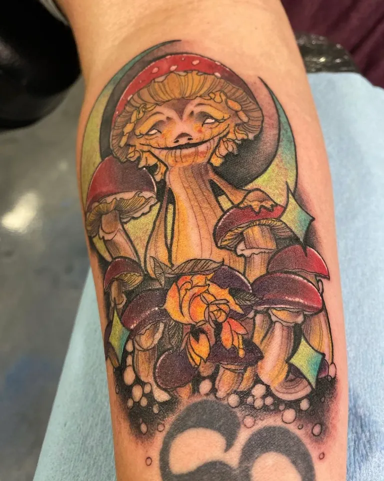 Illustrative tattoo by Estefan Ortiz AKA Rayz at Golden Child Tattoo in Escondido