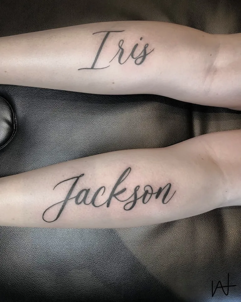 Script & Lettering tattoo by Katherine Parada at Golden Child Tattoo in Escondido