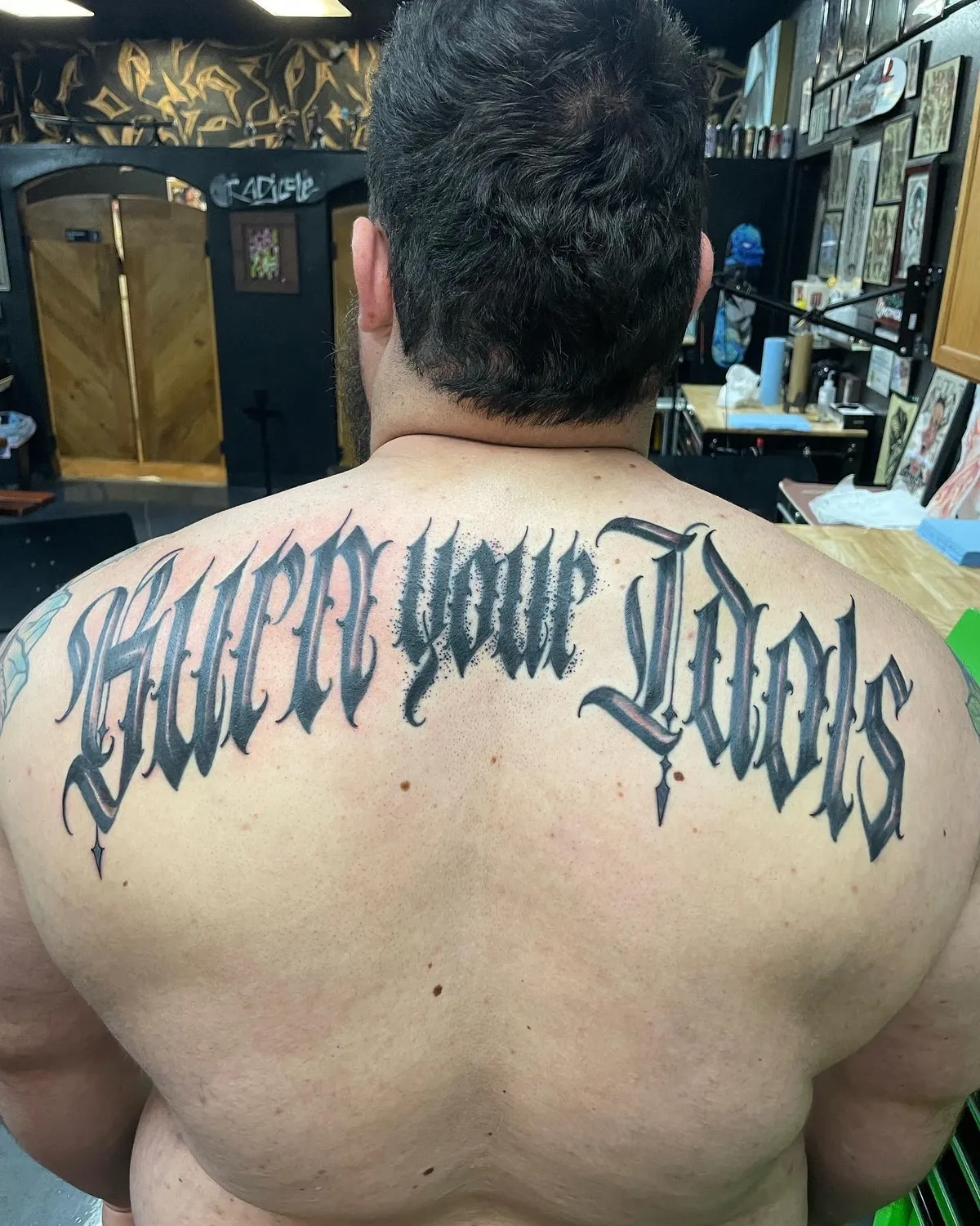 Script & Lettering tattoo by Brandon Castillo AKA Sixer at Golden Child Tattoo in Escondido