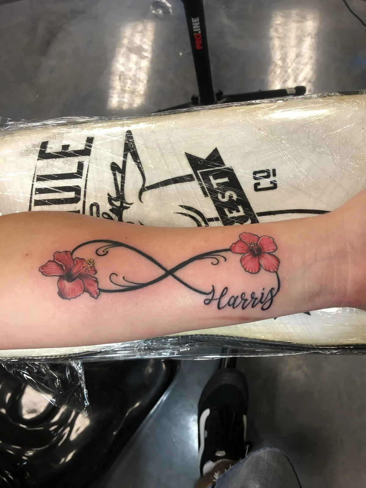 Script & Lettering tattoo by Brandon Castillo AKA Sixer at Golden Child Tattoo in Escondido