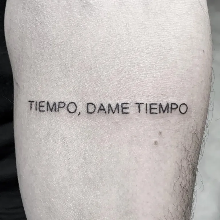 Script & Lettering tattoo by Stephen Carballo at Golden Child Tattoo in Escondido