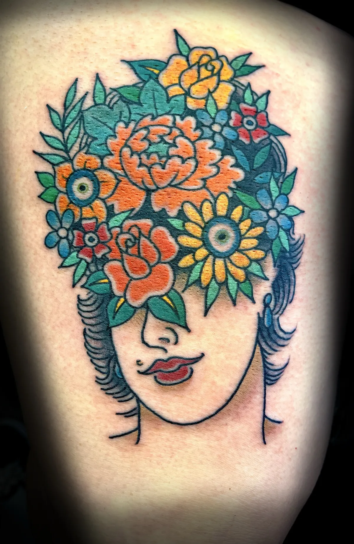 Neo-Traditional tattoo by Kurt (Tatzilla) at Golden Child Tattoo in Escondido