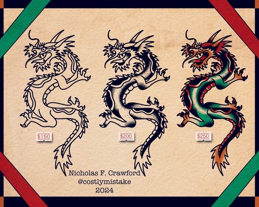 Dragon flash tattoos